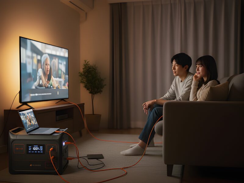 充電しっぱなしでポータブル電源を使用している画像