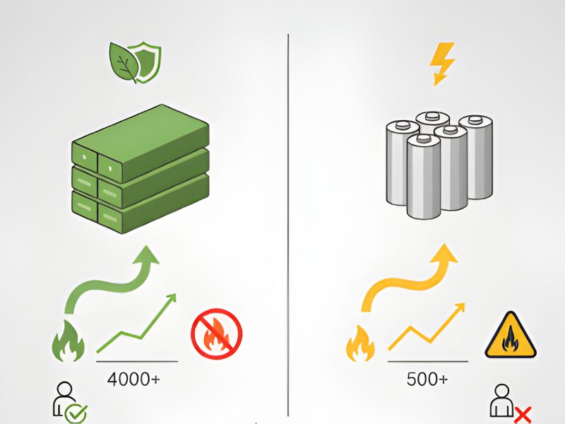 リン酸鉄と三元系のバッテリーイラスト