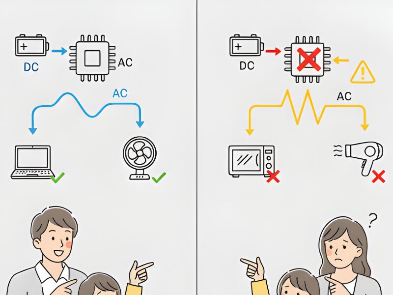 直流と交流の違いをしめしたイラスト