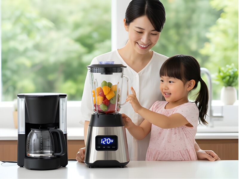 ジューサーとコーヒーメーカーを使用している画像