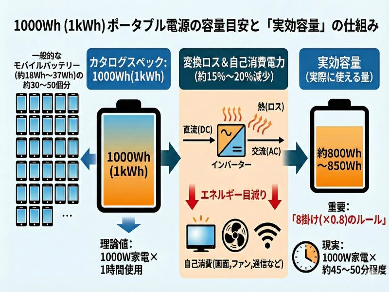 1000Wh（1kWh）の容量目安を解説