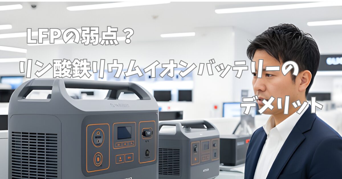 LFPの弱点？リン酸鉄リウムイオンバッテリーのデメリット
