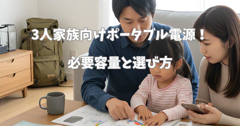 3人家族向けポータブル電源!必要容量と選び方