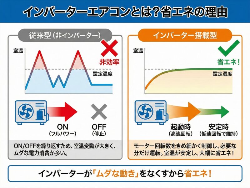 インバーターエアコンの仕組みを図解