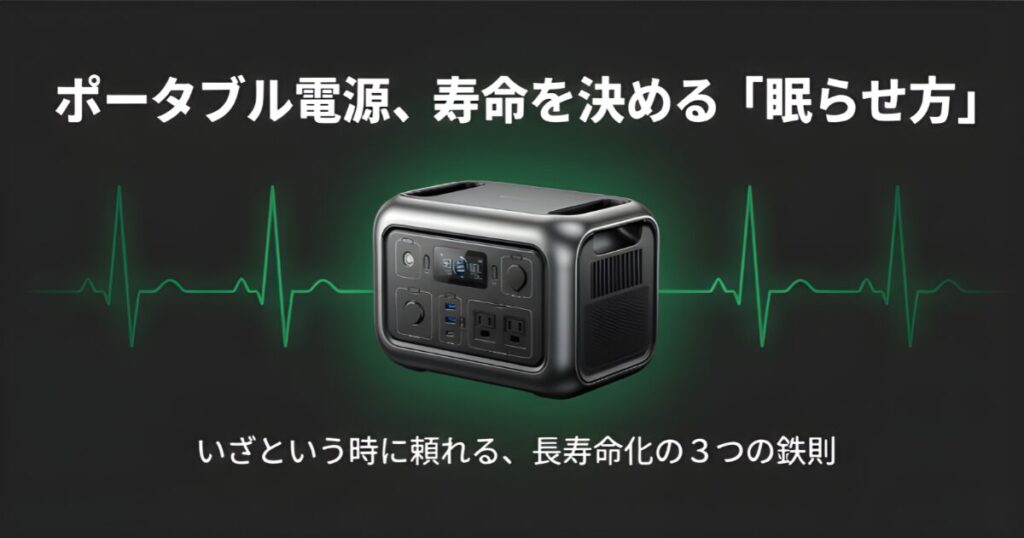 ポータブル電源の寿命を決める保管方法についての解説スライド表紙