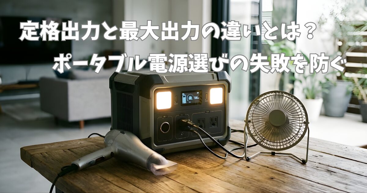 定格出力と最大出力の違いとは？ポータブル電源選びの失敗を防ぐ