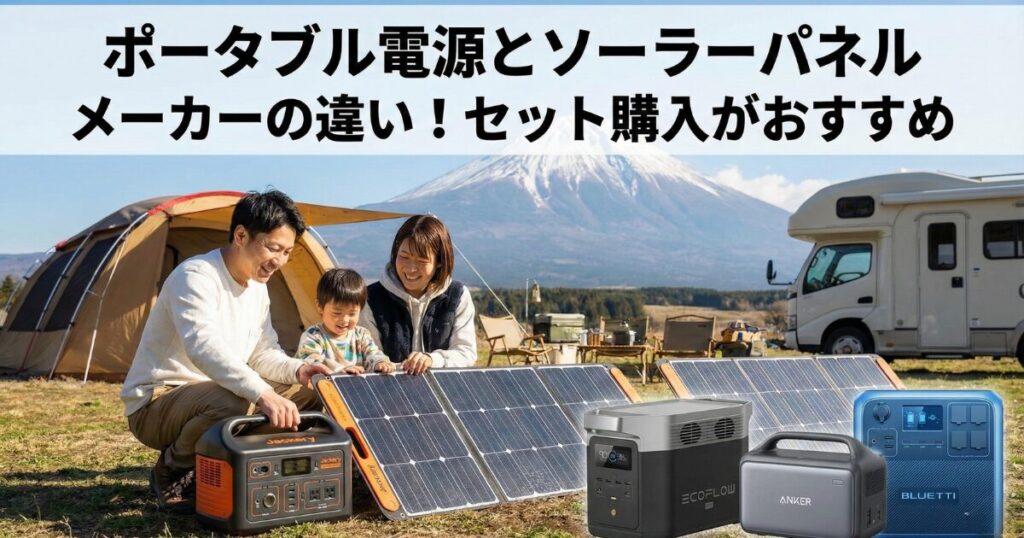 【ポータブル電源とソーラーパネル】メーカーの違い！セット購入がおすすめ