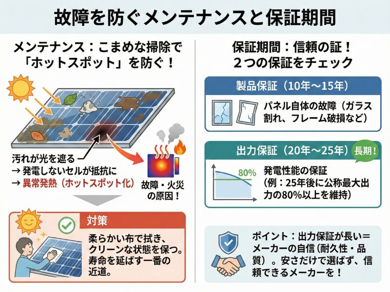 故障を防ぐメンテナンスと保証期間を図解