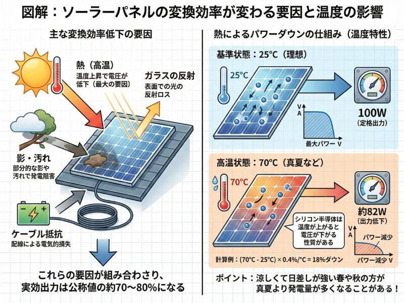 変換効率が変わる要因と温度の影響