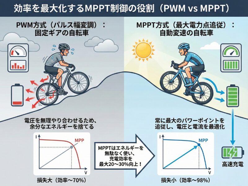 PWMとMPPTの違いを図解