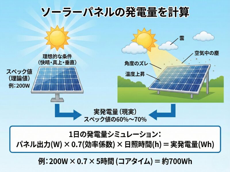 ソーラーパネルの発電量を計算