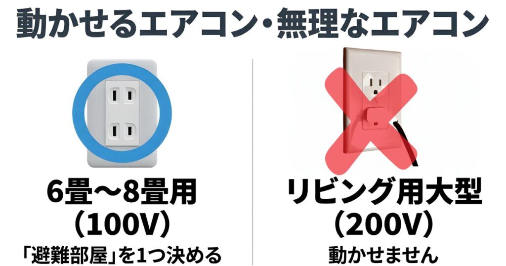 ポータブル電源で使用可能な100Vコンセントと使用不可な200Vコンセントの形状比較