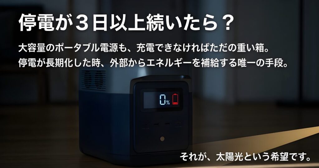 残量0％と表示されたポータブル電源の