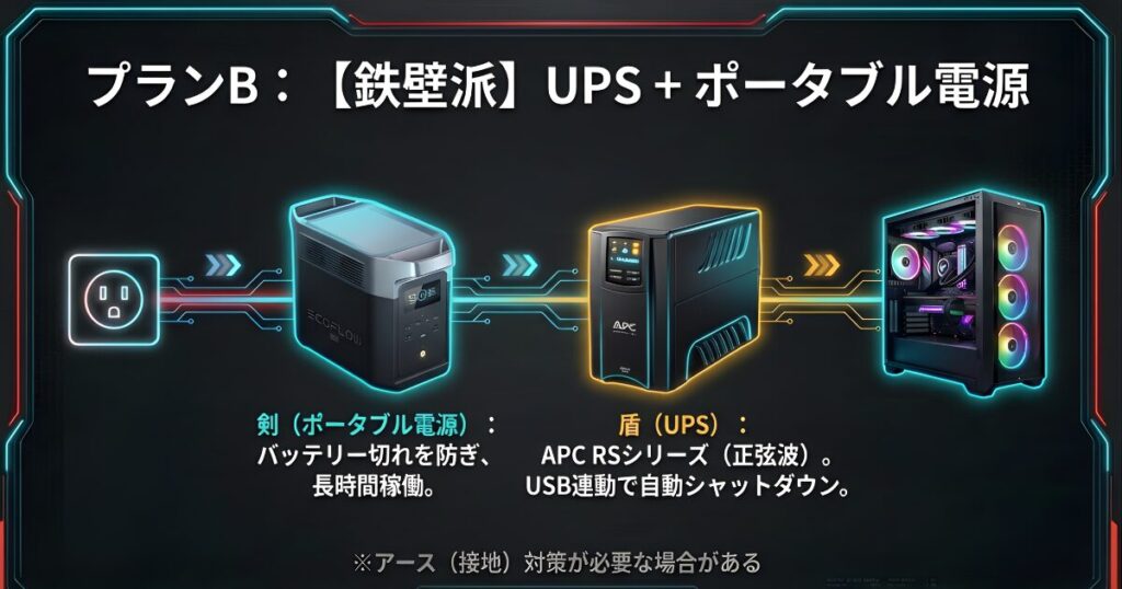 APC製UPSとEcoFlowポータブル電源を組み合わせた最強の停電対策ハイブリッド構成