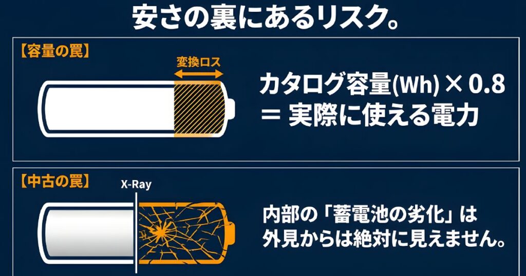 ポータブル電源の容量ロスと中古品に潜む蓄電池劣化のリスク